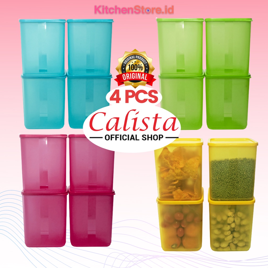 TOPLES PENYIMPANAN KUE CEMILAN CALISTA JASMINE 4PCS TOPLES KULKAS TEMPAT BUMBU FOOD CONTAINER PLASTIK PREMIUM SET WADAH PENYIMPANAN MINIMALIS