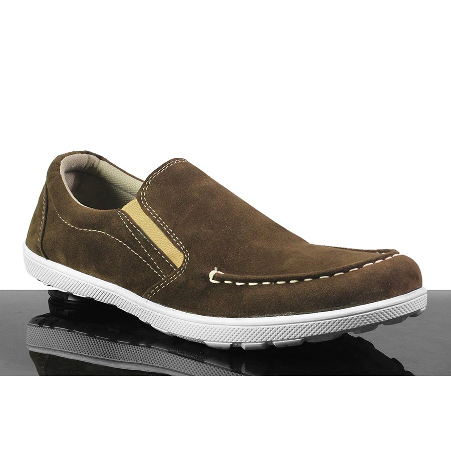 Sepatu Selop Pria Kickers Askos Tan Suede Slop Formal Kasual Kerja Slip On Santai Fashion Shoes