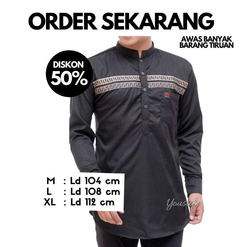 Baju Koko Muslim Pria Lengan Panjang Dewasa Bahan Halus Adem Tidak Menerawang Bisa Seragaman Hadroh Ramadhan Terlaris Bisa Cod Shopee Murah kode9991 Warna Hitam Putih Marun