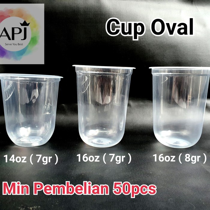 [Stok]Gelas Oval Plastik 14Oz 7Gr 16Oz 7Gr 8Gr / Cup Oval 16Oz 8Gr HT7470F