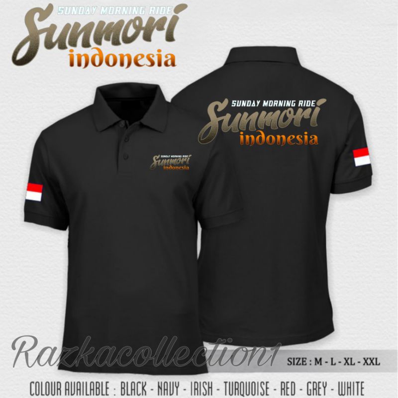 Polo Shirt Sunmori / Kaos Kerah Sunmori / Baju Kaos Sunmori Sunday Morning Ride Indonesia