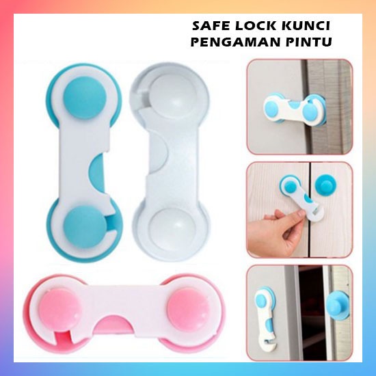 Pengaman Laci Lemari Safe Lock Pengait Pintu Penahan Kulkas Pengunci Furniture Pelindung Bayi Baby Safety Lock