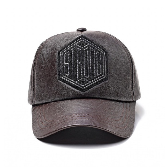 Topi Pria Topi Kulit Pria Topi Baseball Cap import Jamont STRONG - coklat tua(T5J9) Topi Pria Baseba