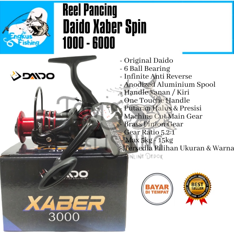 Reel Pancing Daido Xaber Spin 1000 - 6000 (6 Bearing) Alumunium Murah Berkualitas - Engkus Fishing