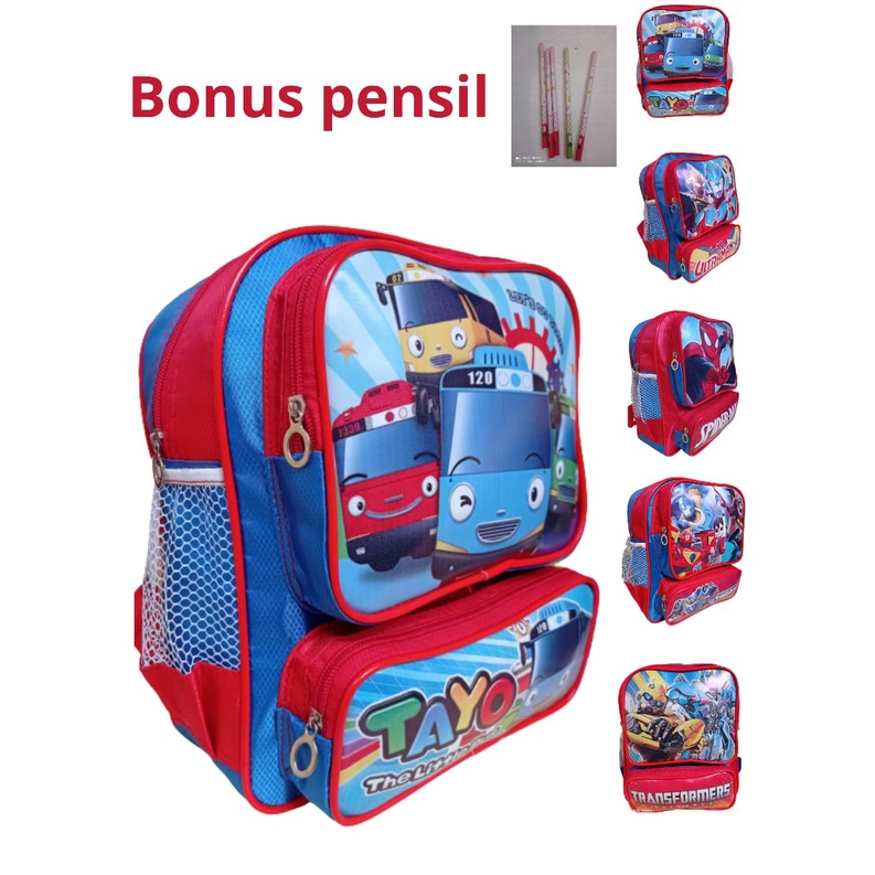 BISA COD / BAYAR DI TEMPAT / TAS RANSEL/ BONUS PENSIL / TAS ANAK KARAKTER LAKI LAKI /PAUD / TK / PLAYGROP