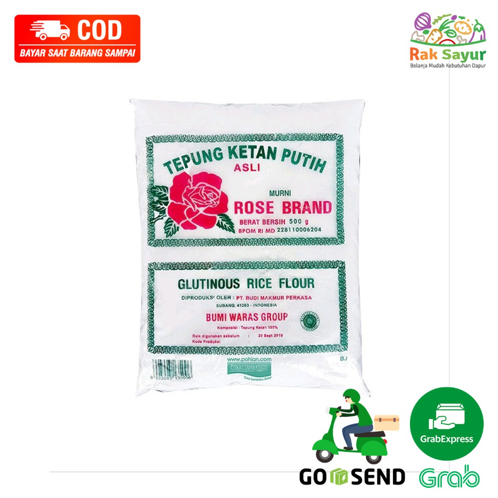 

Tepung Tepung Pulut Rose Brand 500gr untuk Kue Sembako Rak Sayur Padang