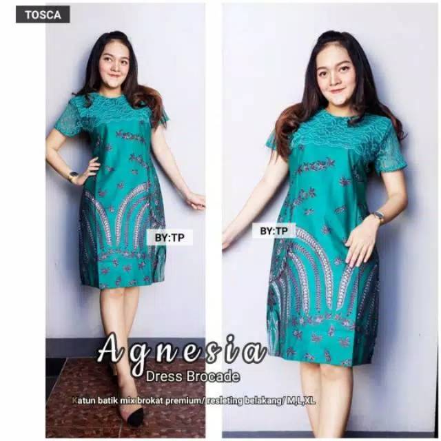 Cp dress brukat agnesia batik modern