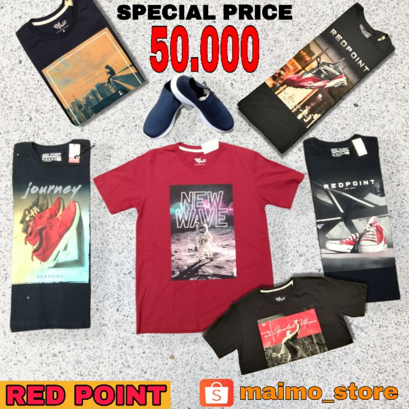 TRANSMART PROMO T-SHIRT - BAJU KAOS PRIA LENGAN PENDEK MOTIF ORIGINAL BRAND RED POINT BEST QUALITY