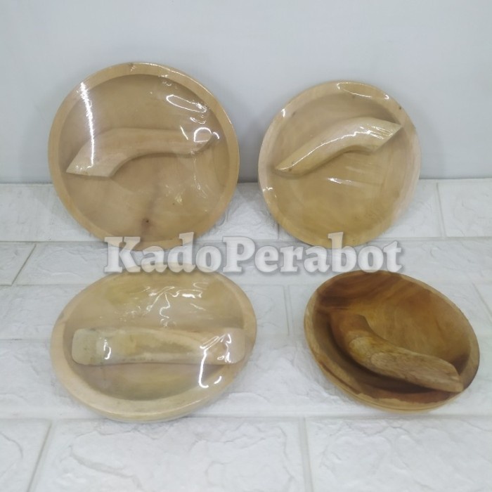 cobek kayu - ulekan kayu - ulekan tahu gejrot - cobek mini kayu - 15 cm MEGA STORE