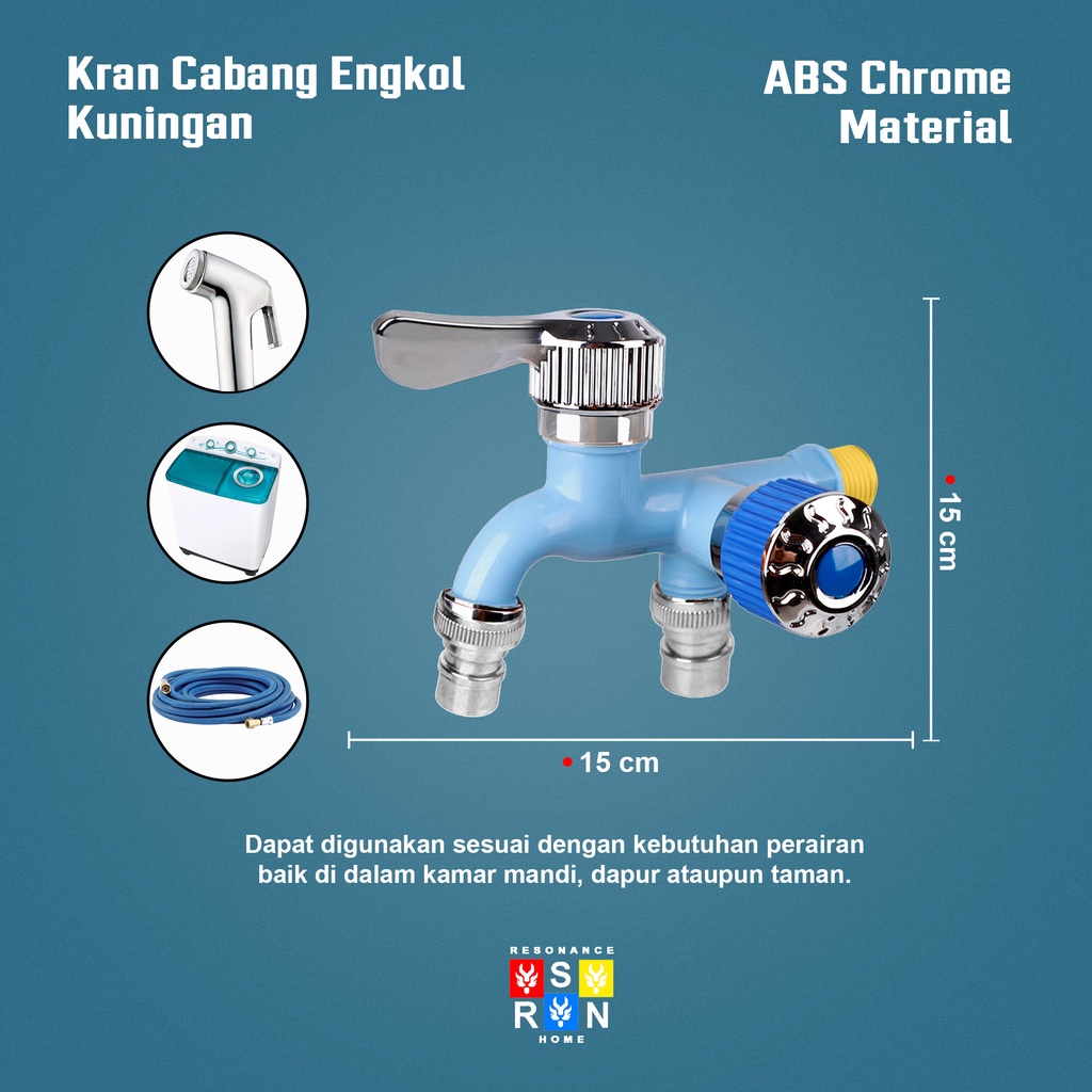 Kran Cabang Shower ABS 1/2 Inch / Keran Air Double Kamar Mandi Resonance Home