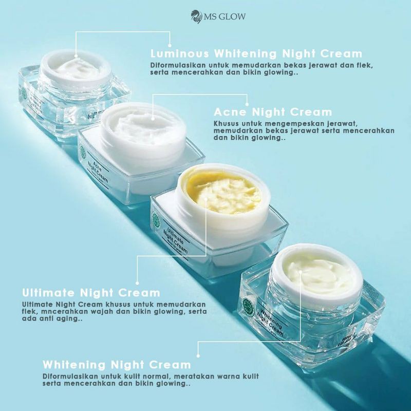 ECER CREAM MALAM MS GLOW / NIGHT CREAM MS GLOW / FACIAL WASH MS GLOW / DAY CREAM MS GLOW