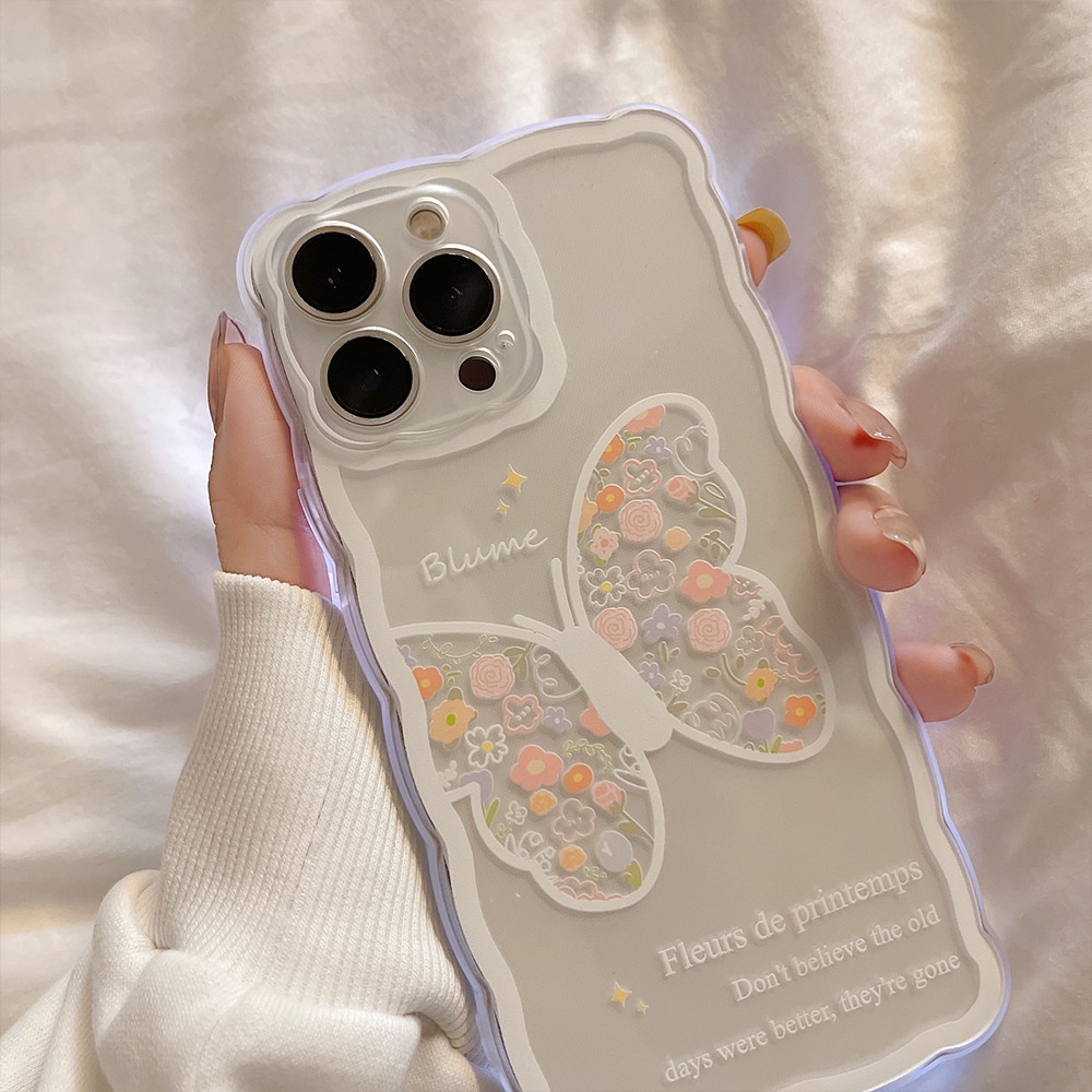 Casing Soft Case Silikon Motif Butterfly Wave Untuk IPhone 13 Pro Max