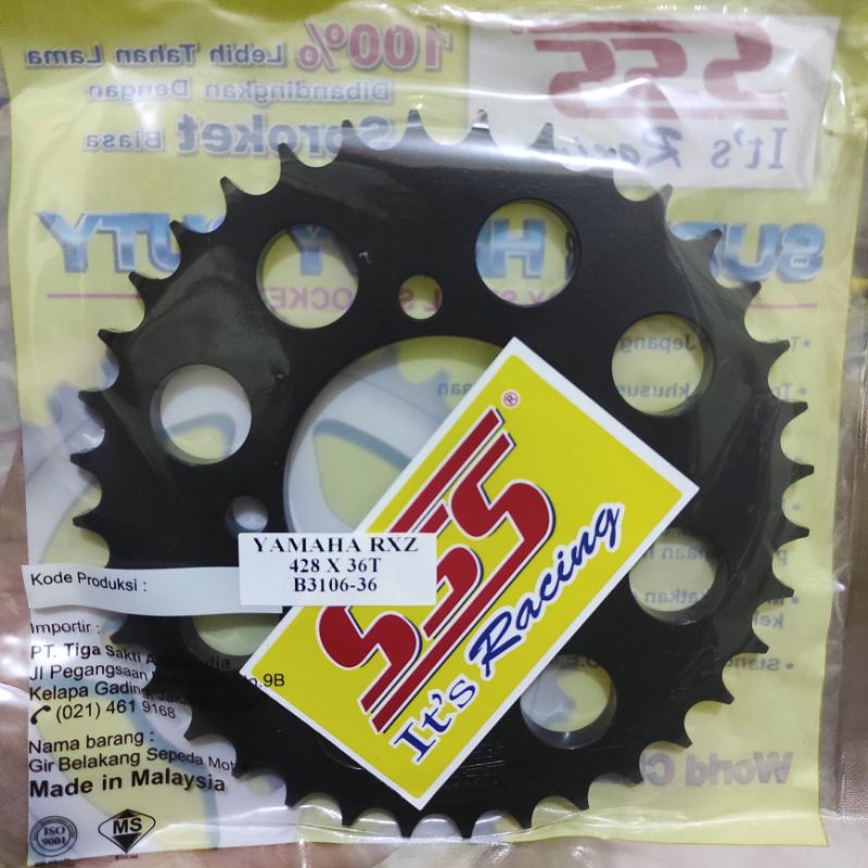 Gear Belakang SSS 428 28 30 31 32 33 34 35 36 37 38 39 40 RXZ RXKing Jupiter Vega MX FIZR-SSS(Black) 428-36