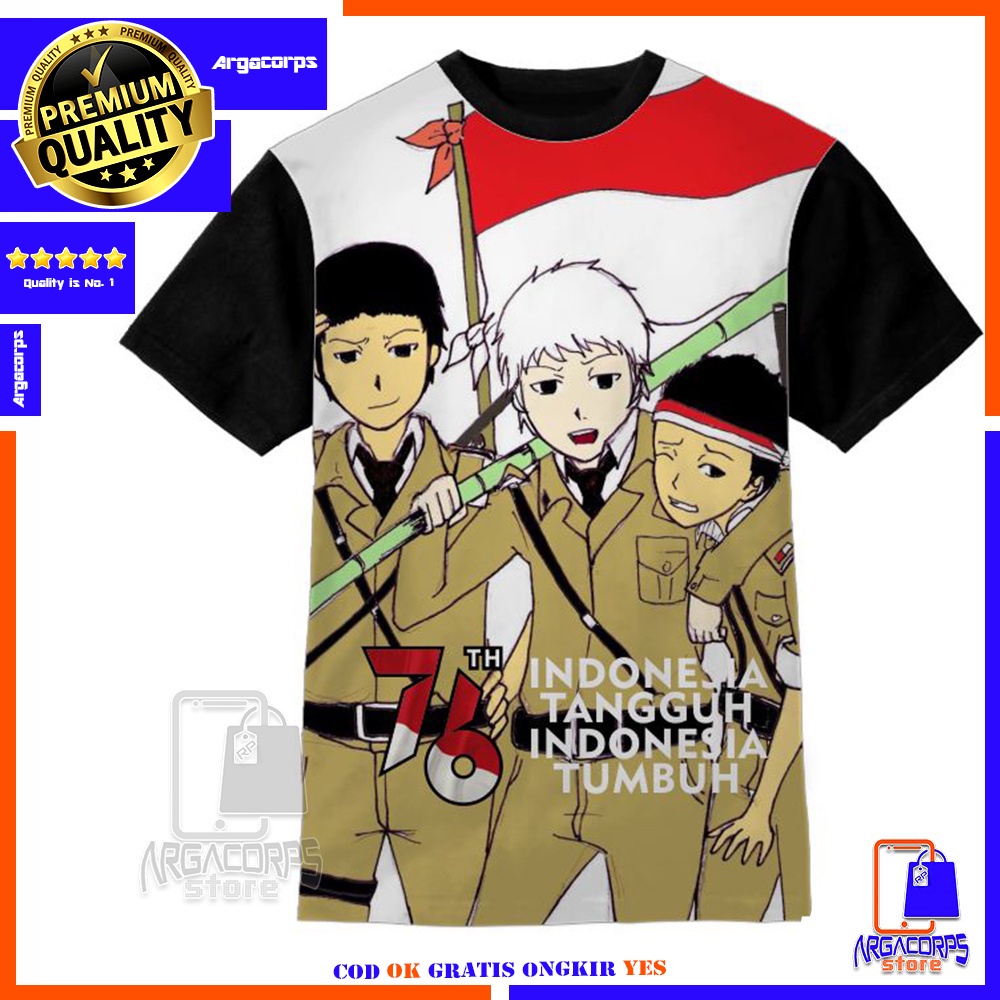Kaos Anak 3D Baju Anak Premium 17 Agustusan 76Th Anime Baju Distro -  Argacorps Store