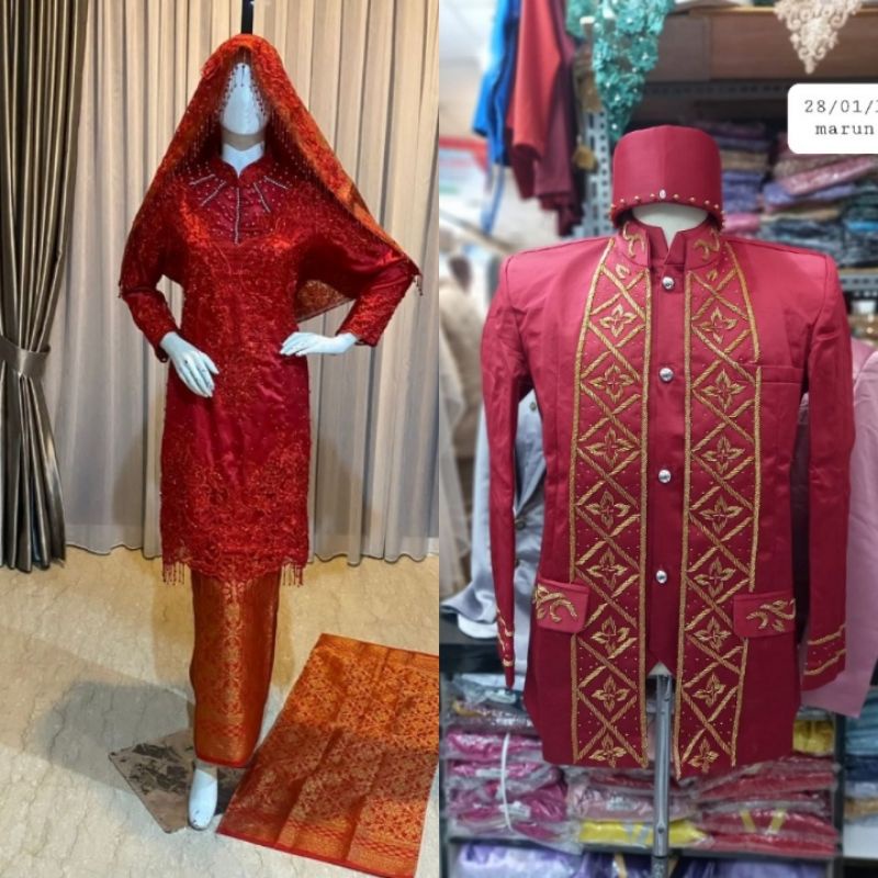 cauple koto gadang mewah / kebaya pengantin akad koto gadang  terbaru/ kebaya koto gadang ekor