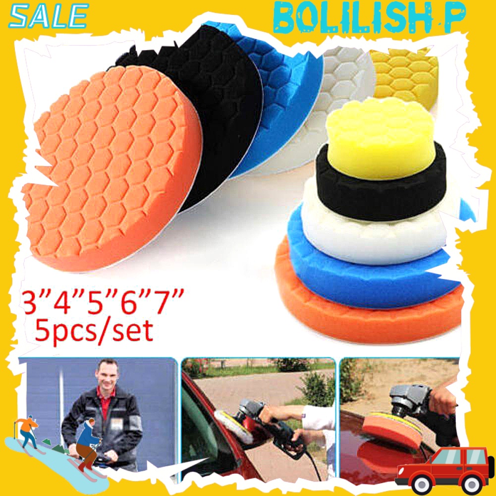 [Jianxin] 5Pcs 3/4/5/6/7inch Car Auto Body Care Round Sponge Buffing Polishing Waxing Pad