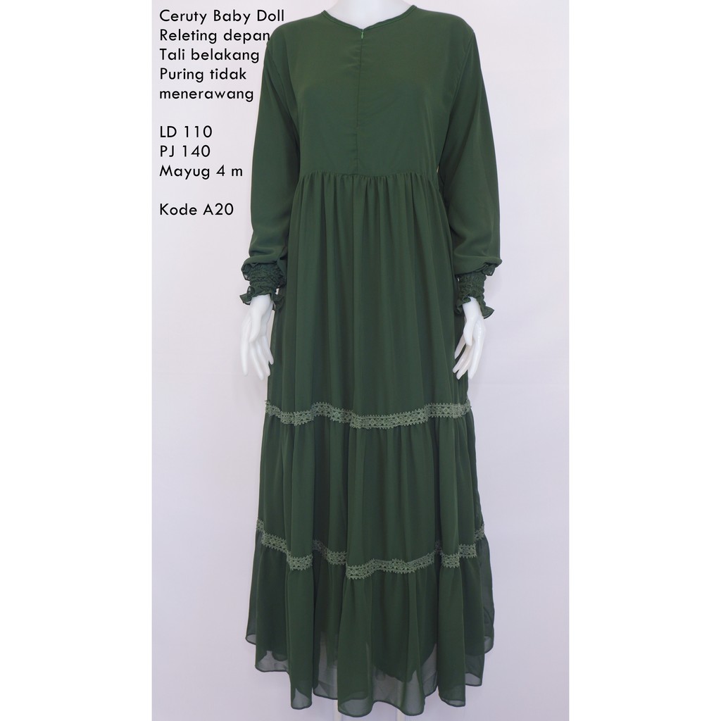 GAMIS CERUTY BABYDOLL RENDA LD 110 PJ 140 MAYUNG 4 METER KODE A20