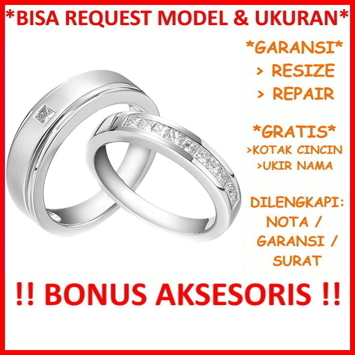 Gratis Ukir Nama Garansi Silver Asli Bisa Pesan Model Cincin Couple Perak Tunangan Mas Kawin Id589