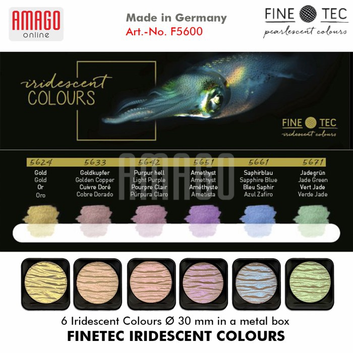 FINETEC - Iridescent Colours 6 pcs/set in metal box - 30mm - F5600