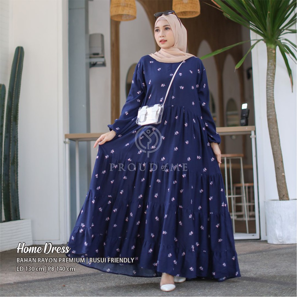 HOME DRESS JUMBO LD 130 CM / ILEANA HOME DRESS JUMBO / MAXI DRESS / GAMIS JUMBO / PAKAIAN WANITA JUMBO / BAJU WANITA JUMBO-Y-Ileana Navy