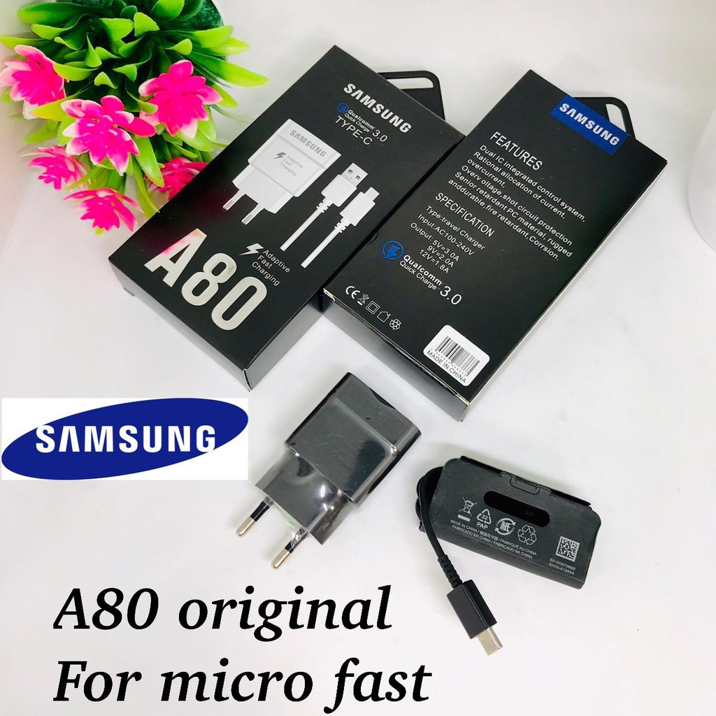 TRAVEL CHARGER SAMSUNG A80 TYPE C &amp; MICRO-USB ORIGINAL FAST CHARGING QC3.0