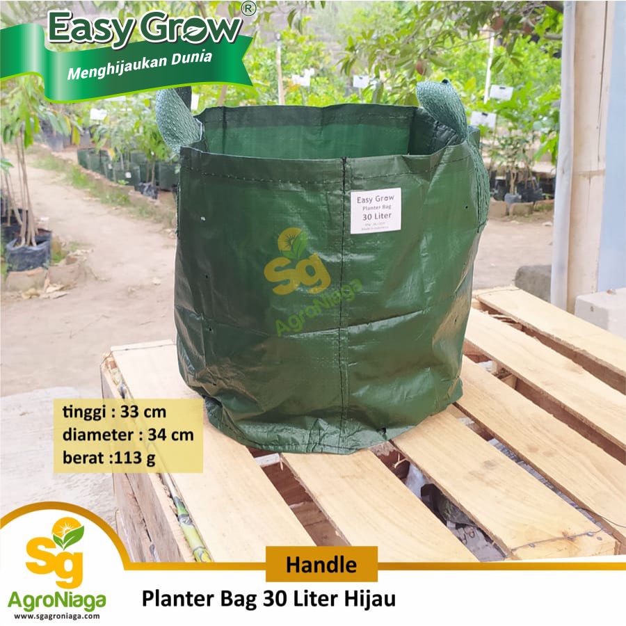 Planter Bag 30 Liter Handle Hijau Easy Grow