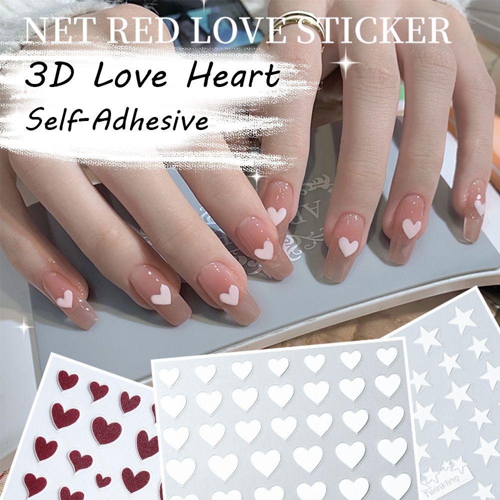 R-flower Stiker Kuku Nail Art Konstelasi Merah Hitam Putih Huruf Angka 3D