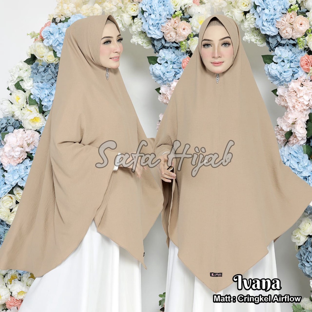 Jilbab Instan Crinkle Airflow Khimar Airflow crinkle Premium Ivana Jilbab Bergo Pet Airflow Anti Kusut Safa Hijab