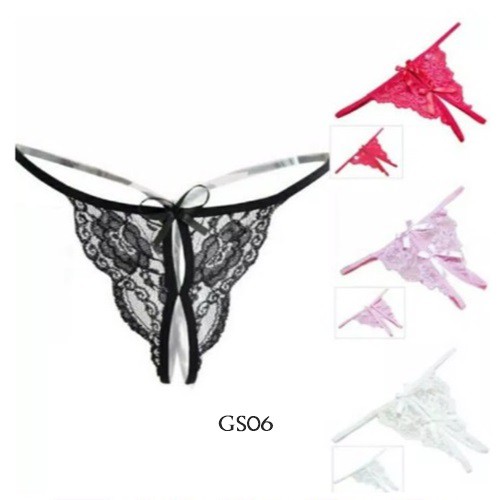 [SIAP KIRIM] CELANA DALAM SEXY G STRING OPEN CROTCH LACE HITAM GS06A