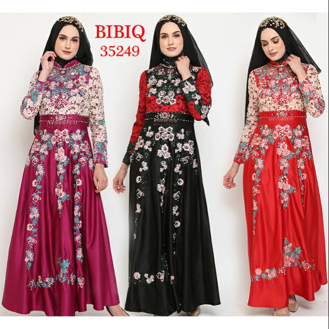 BIBIQ 35249 BIBIQ FASHION Wanita Maxidress Baju Gamis Mewah Gamis Pesta Gamis Bibiq Terbaru