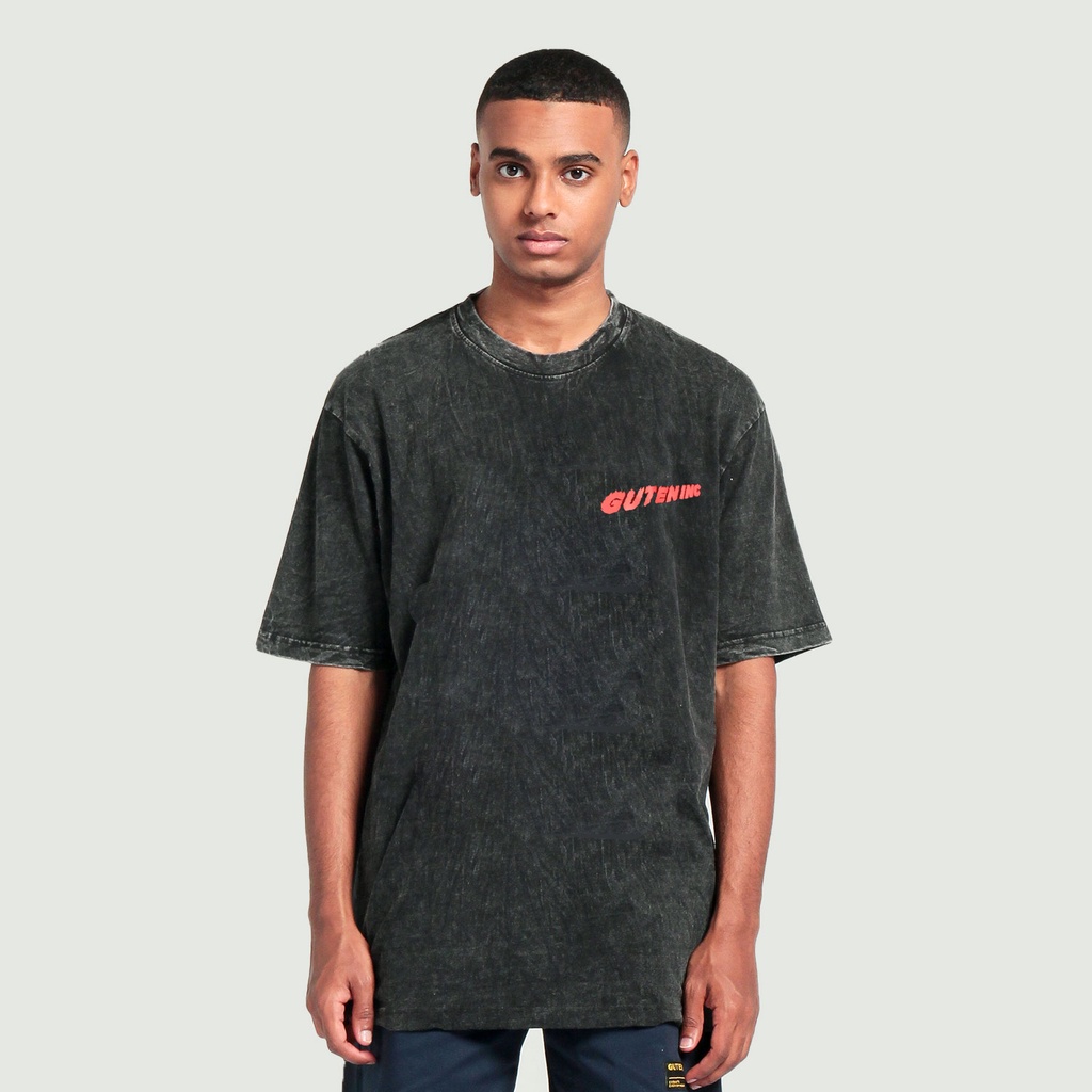 Guten Inc - Kaos Washing Hitam Pria Adrenaline Washed Black T-Shirt