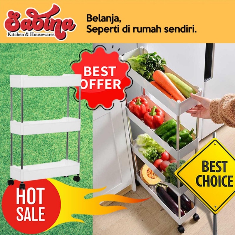 Rak Dapur Susun Laci Penyimpanan Tingkat Roda Kitchen Storage Rack