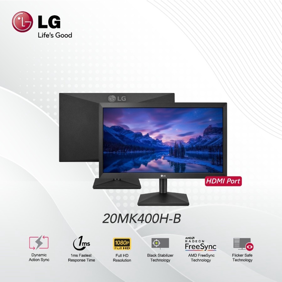 [+palet kayu] Monitor LED LG 20MK400H-B 20&quot; (HDMI + D-Sub) GARANSI RESMI | 20MK400H