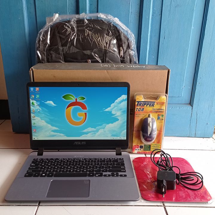 Asus A407M Grey Fingerprint Slim Tipis RAM 4GB Windows 10 Laptop Second