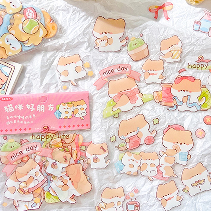 46pcs Stiker Motif Kartun Hewan Peliharaan Untuk Dekorasi