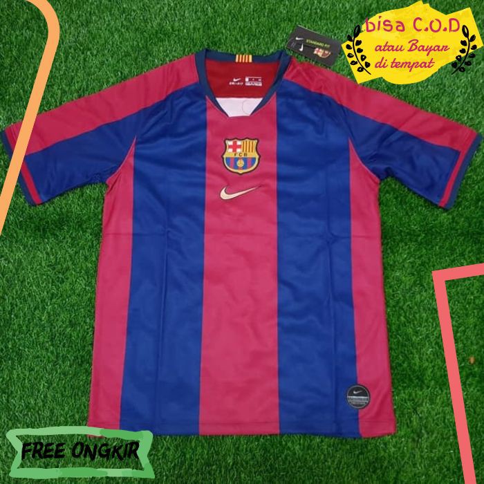 [COD]378 JERSEY BOLA BAJU KAOS OBLONG POLOS PRIA FUTSAL BARCELONA HOME EL CLASICO SPECIAL ORI