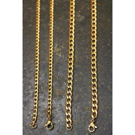 kalung gold titanium model Rante pipih / kalung titanium terbaru anti luntur / kalung gold anti karat