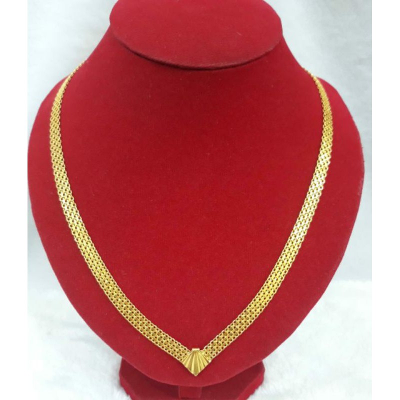 KL197J405J kalung model double siem model V emas kuning asli berat 14.450 panjang 47cm kadar 70% 16k