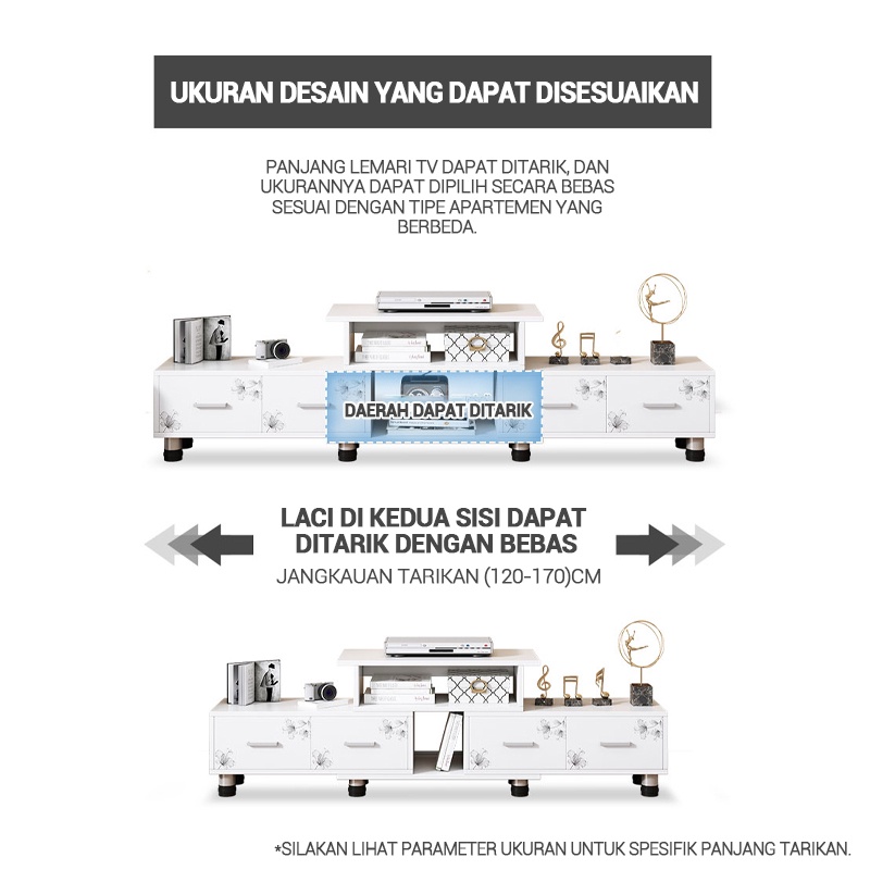 Lemari TV gaya modern/lemari TV yang dapat ditarik/lemari TV/penyimpanan terbuka lemari