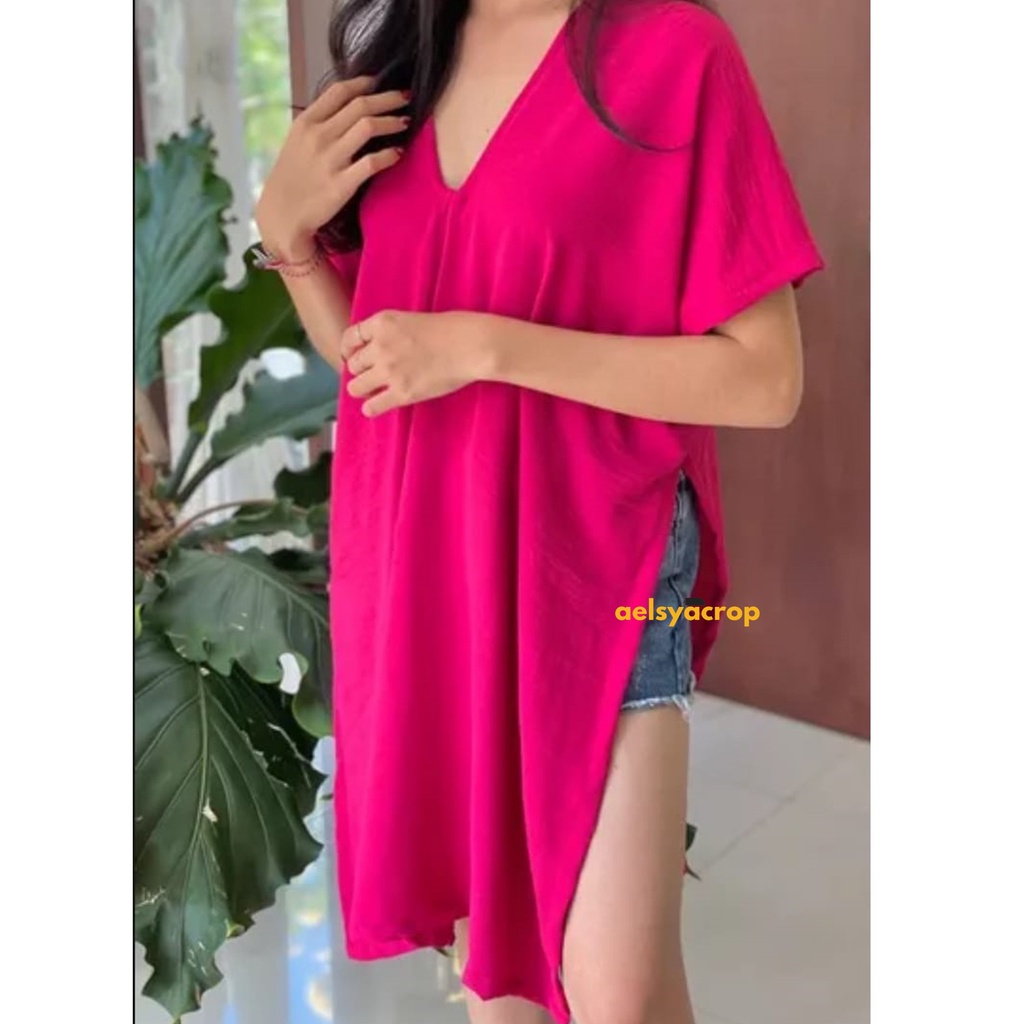 Nagita Long Square Blouse Crinke Airflow Nina Top Atasan Wanita Oversize