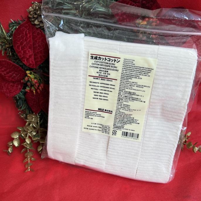 MUJI ORGANIC COTTON 180PADS - KAPAS WAJAH MUJI ORIGINAL JEPANG 1507