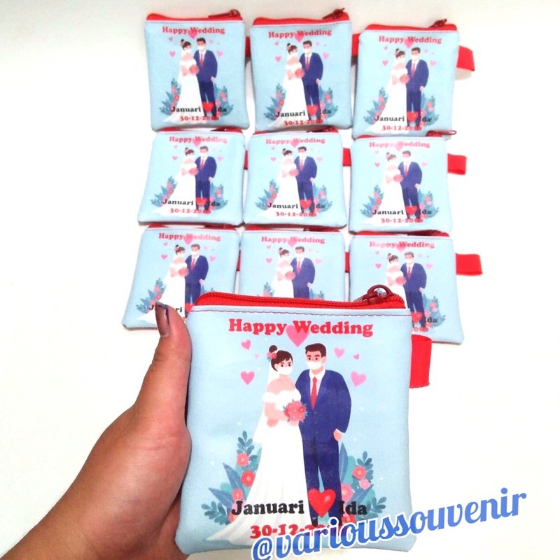 Souvenir Pernikahan Mini Case Dompet Kotak Wedding Sovenir Perkawinan Nikah Custom Tulisan Lucu