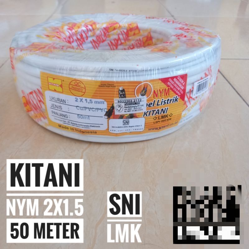 kabel NYM kitani 2 x 1.5 50meter SNI (tembaga)