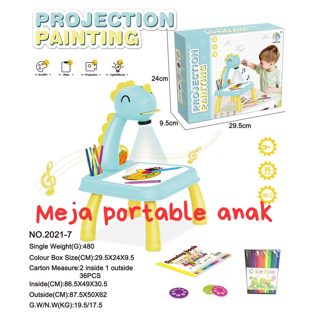 MEJA BELAJAR PORTABLE ANAK /MEJA MOTIF GAMBAR JERAPAH