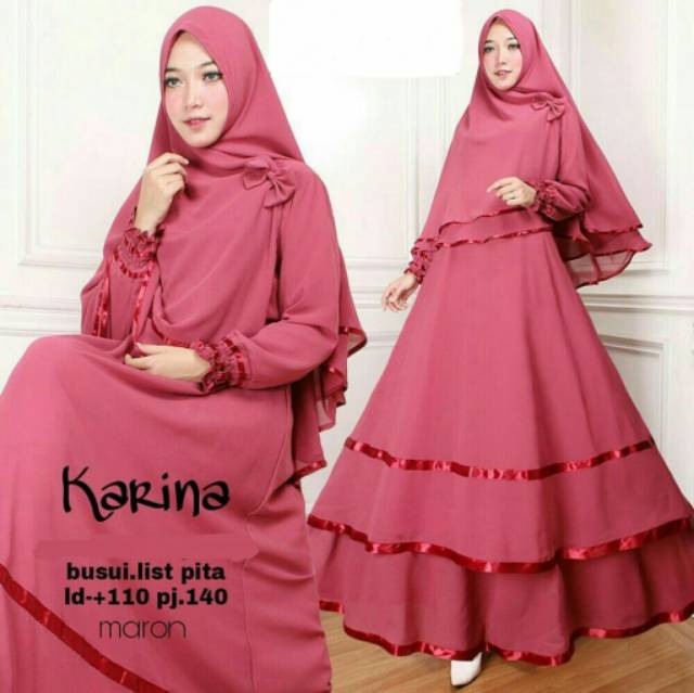 A HIJAB SYARI KARINA / MAXI DRESS MUSLIM CANTIK KEKINIAN / GAMIS SYAR'I JUMBO BUSUI MURAH TERLARIS