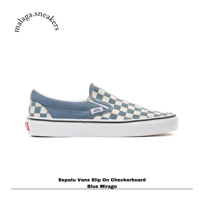 Sepatu Vans Slip On Checkerboard Blue Mirage