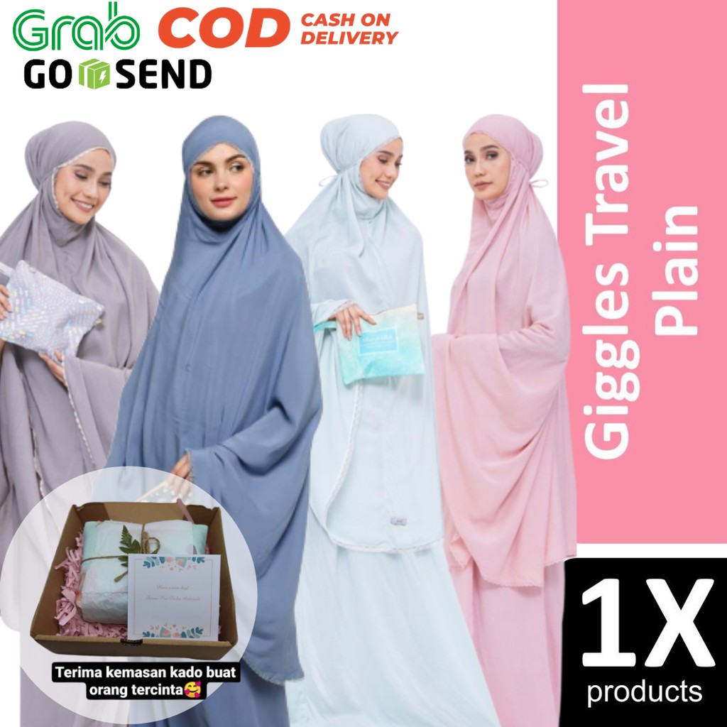 Mukena Giggles Travel Plain Polos Tersedia 20 warna Cantik