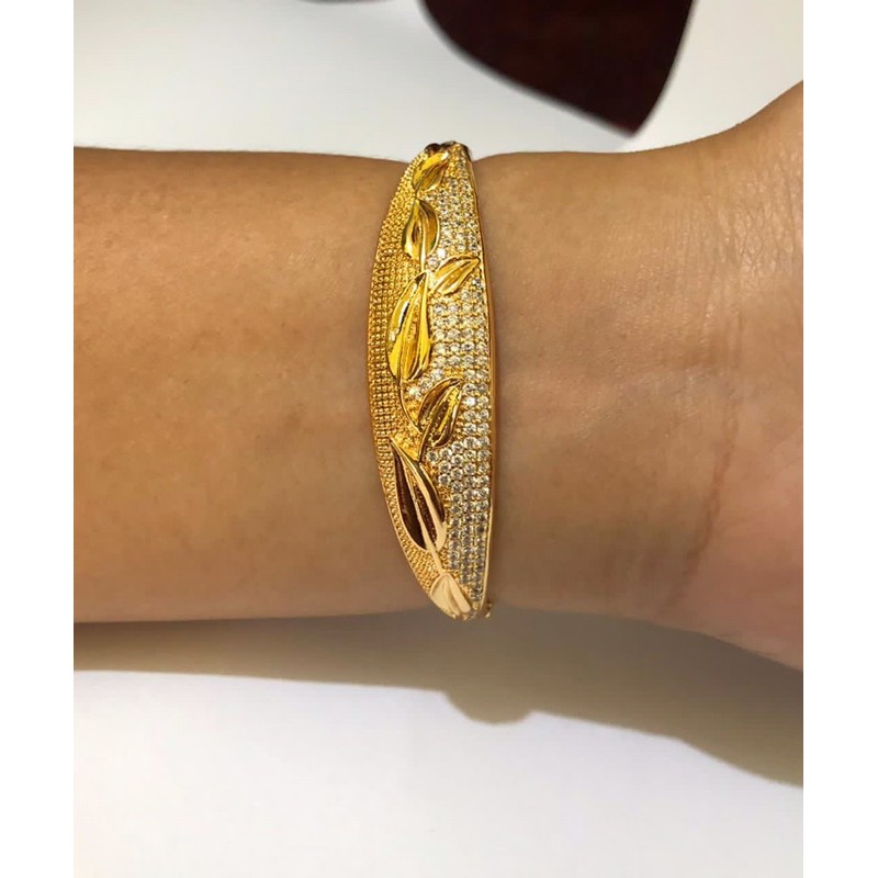 Gelang Bangel dewasa List Daun EMAS Titanium 23K