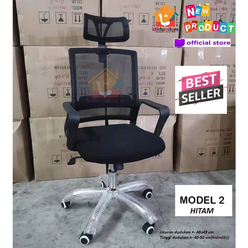 BEST SELLER Kursi Kantor Kursi Putar Kursi Jaring Kursi Staff Headrest Merah