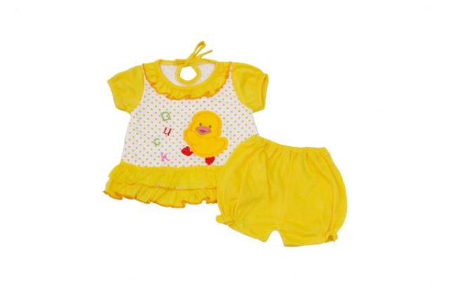 Setelan Baju Bayi Lengan Pendek Motif Duck/Setelan Baju Bayi Perempuan